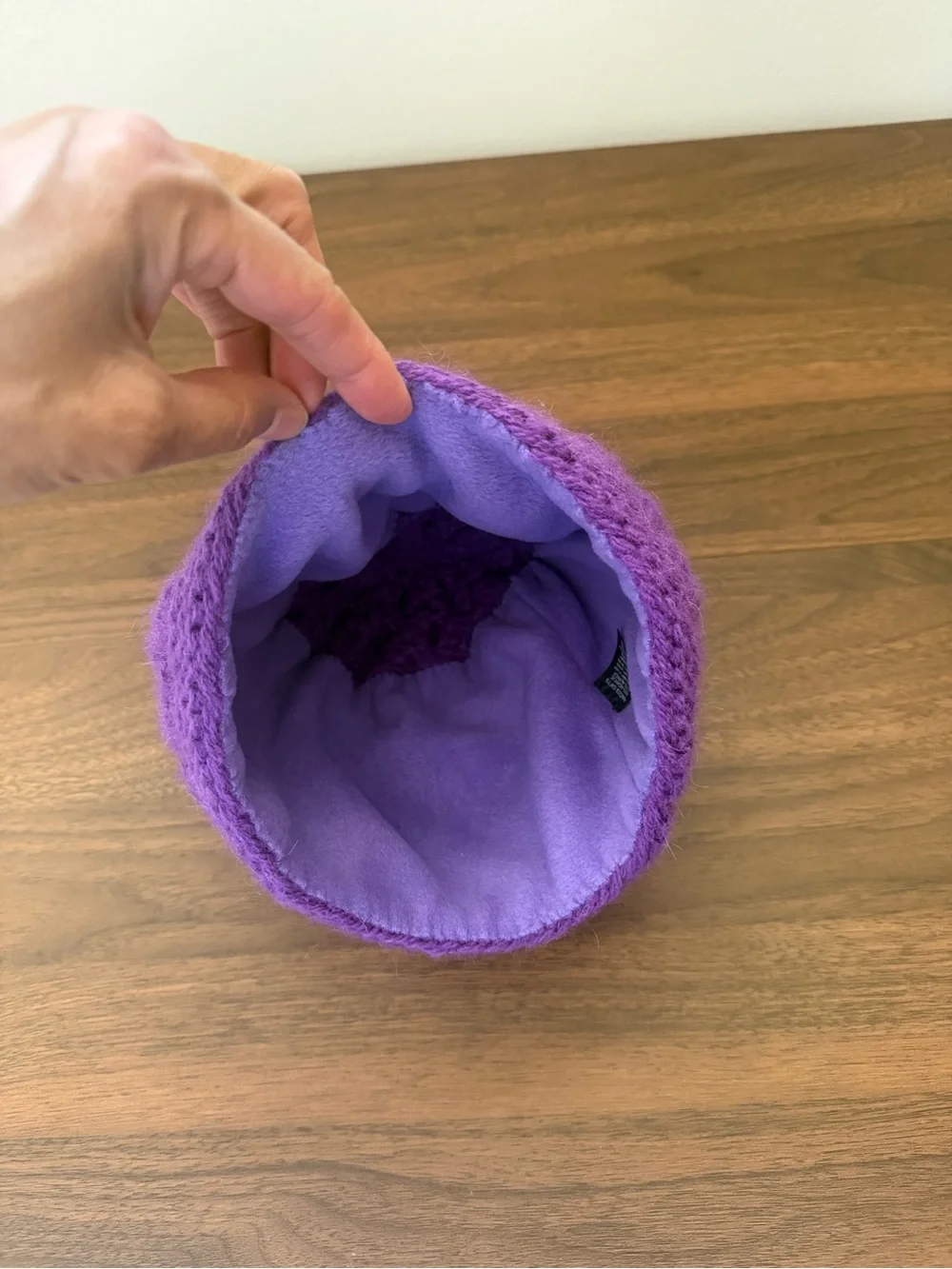 Kids Purple Knit Berry Beanie with Green Leaf Accent